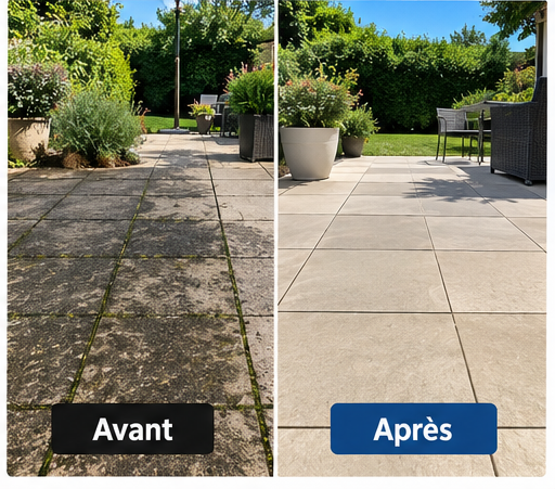 Nettoyage de terrasse avant après