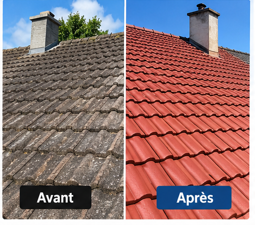Peinture de toiture avant après